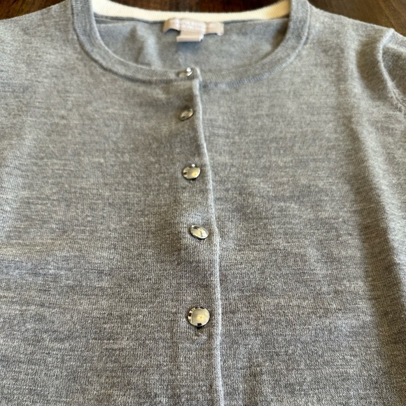 Banana Republic | Gray Merino Wool Blend Crewneck Button Up Cardigan, Size LP - Picture 4 of 7